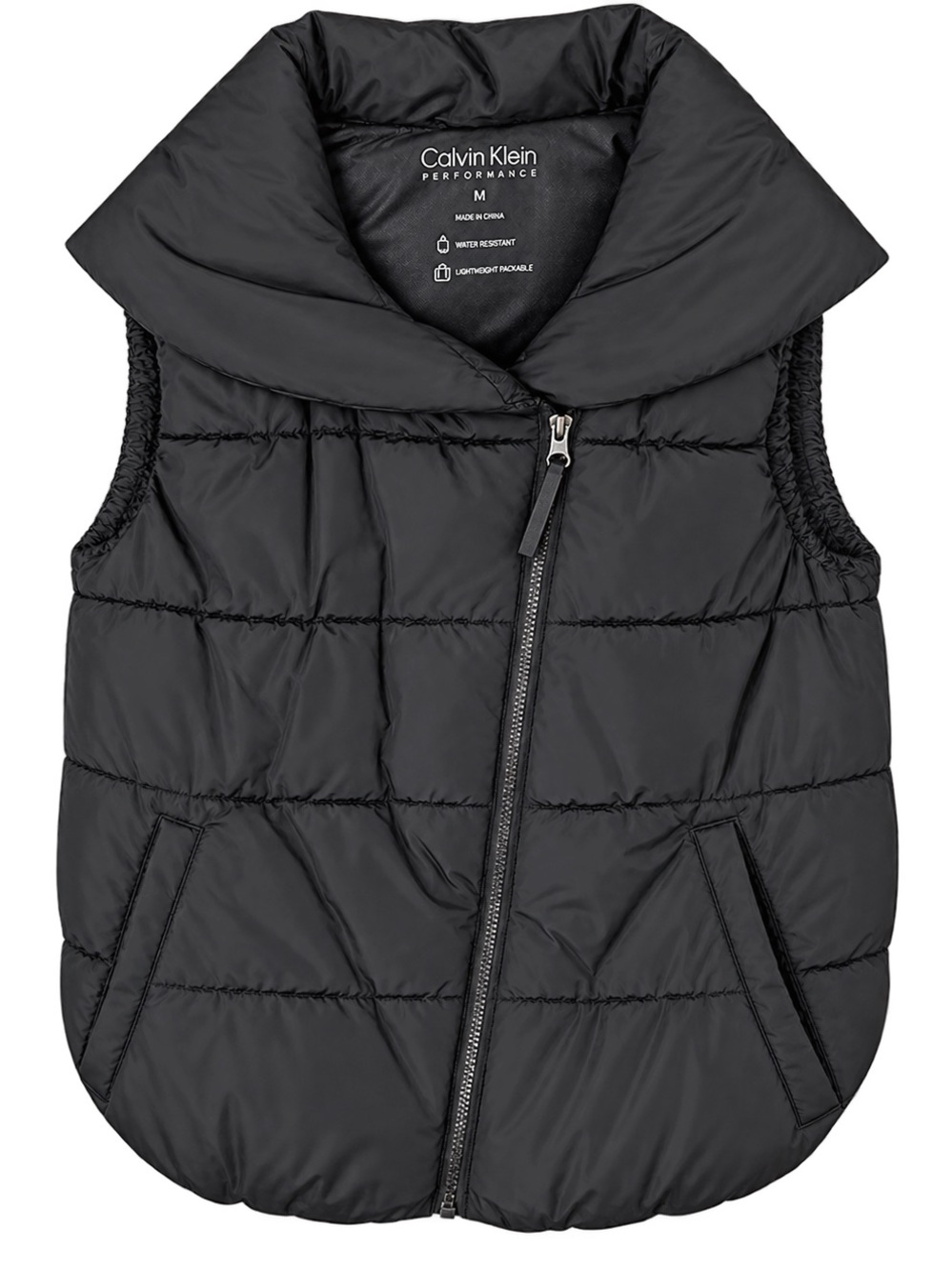 Calvin Klein Black Quilted Puffer Vest with Funnel Collar
